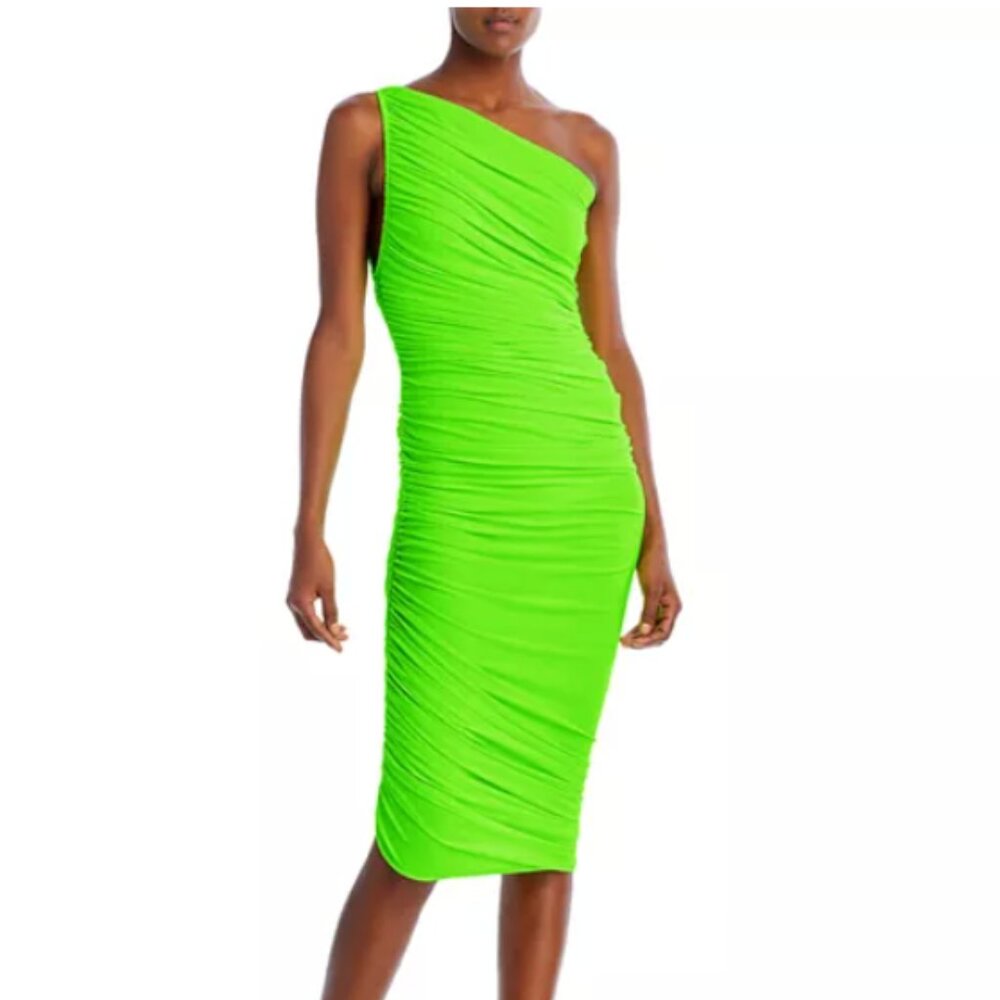 Norma Kamali Neon Green One-Shoulder Dress